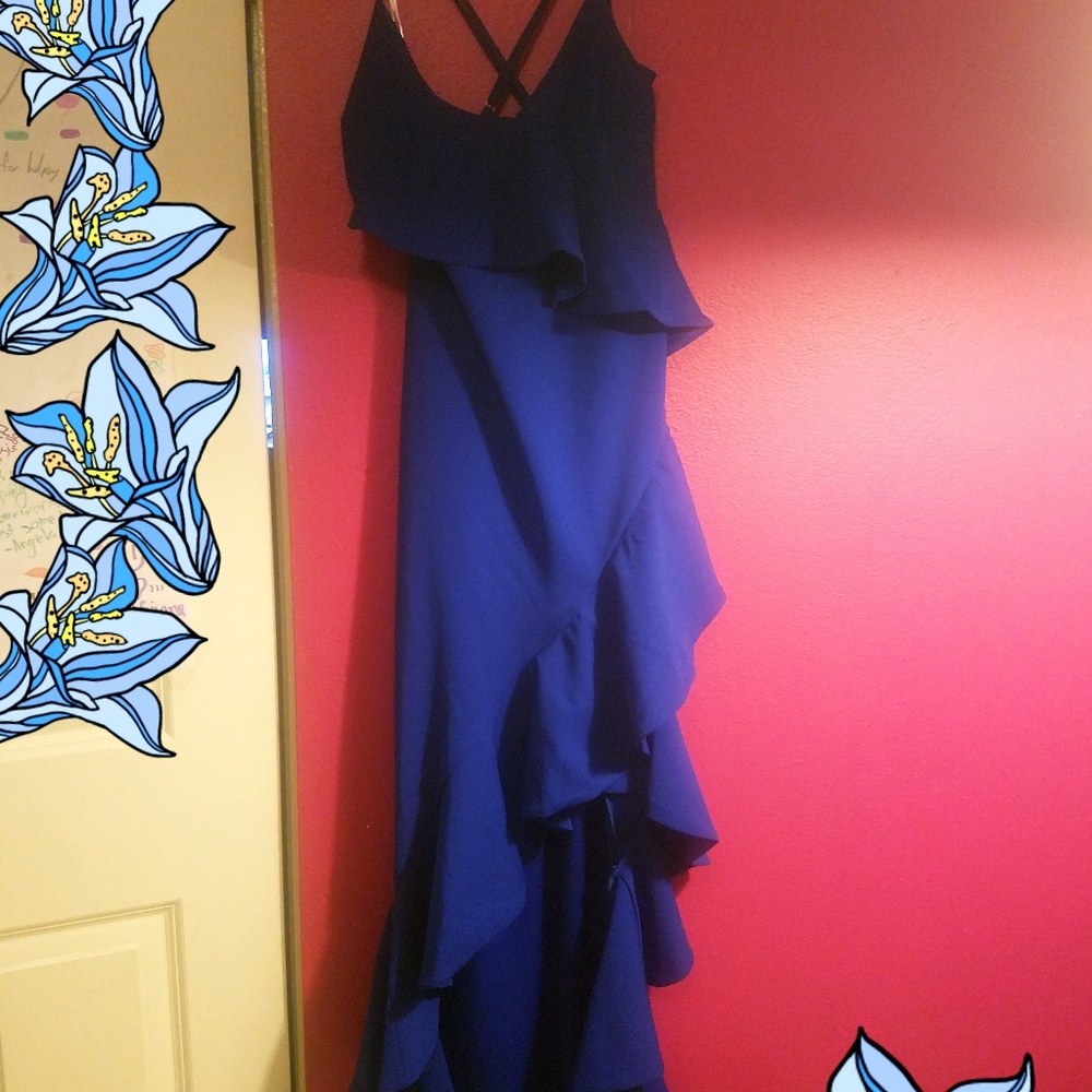 Ruffled high-low cami gown